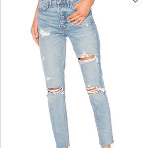 Grlfrnd Karoline Distressed High-rise Skinny